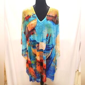 Multicolor Swimsit V-Neck Cover-up